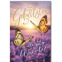 Geburtstag Grußkarte mit Umschlag Schmetterlinge...