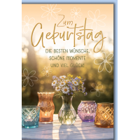 Geburtstag Grußkarte mit Umschlag Blumen Teelichter...