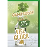 Geburtstag Grußkarte mit Umschlag Glücksklee...