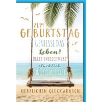 Geburtstag Grußkarte mit Umschlag Schaukel am Strand