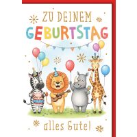 Kindergeburtstag Grußkarte mit Umschlag Lustige...