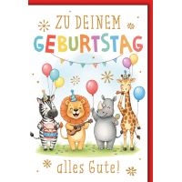 Kindergeburtstag Grußkarte mit Umschlag Lustige...
