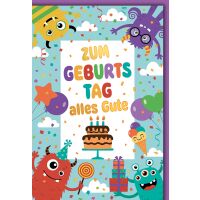 Kindergeburtstag Grußkarte mit Umschlag Monster...