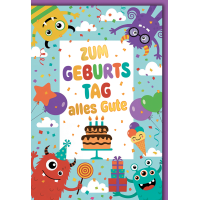 Kindergeburtstag Grußkarte mit Umschlag Monster...