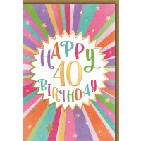 40. Geburtstag Grußkarte mit Umschlag bunte...