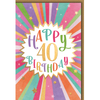 40. Geburtstag Grußkarte mit Umschlag bunte...