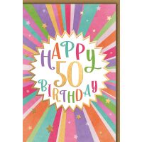 50. Geburtstag Grußkarte mit Umschlag bunte...