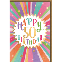 50. Geburtstag Grußkarte mit Umschlag bunte...