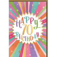 70. Geburtstag Grußkarte mit Umschlag bunte...