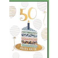 50. Geburtstag Grußkarte mit Umschlag Kerze auf...