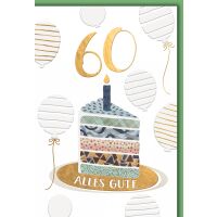 60. Geburtstag Grußkarte mit Umschlag Kerze auf...