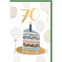 70. Geburtstag Grußkarte mit Umschlag Kerze auf...