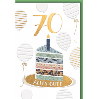 70. Geburtstag Grußkarte mit Umschlag Kerze auf...