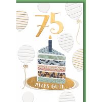 75. Geburtstag Grußkarte mit Umschlag Kerze auf...