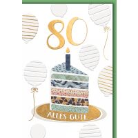 80. Geburtstag Grußkarte mit Umschlag Kerze auf...