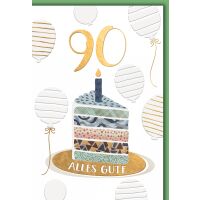 90. Geburtstag Grußkarte mit Umschlag Kerze auf...