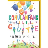 Schulanfang Grußkarte mit Umschlag bunte...