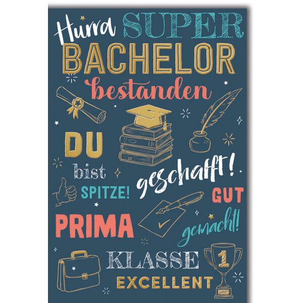 Bachelor Grußkarte mit Umschlag Hurra Super Prima