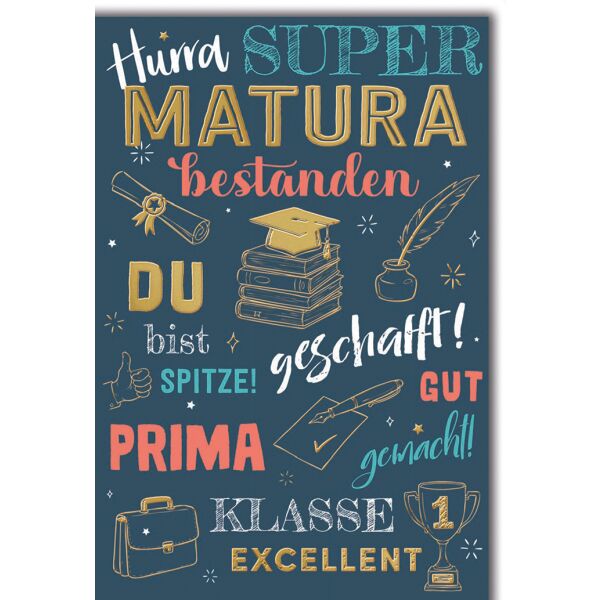 Matura Grußkarte mit Umschlag Hurra Super Prima