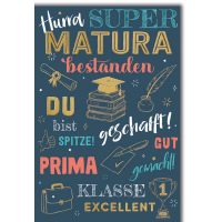 Matura Grußkarte mit Umschlag Hurra Super Prima