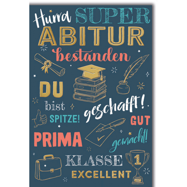 Abitur Grußkarte mit Umschlag Hurra Super Prima