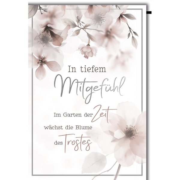 Trauer Kondolenz Beileidskarte mit Umschlag In tiefem Mitgefühl zarte Blüten