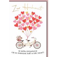 Hochzeit Grußkarte mit Umschlag Tandem mit Herz...