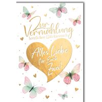 Hochzeit Grußkarte mit Umschlag Goldherz...