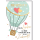 Hochzeit Grußkarte mit Umschlag Heißluftballon 2 Herzen