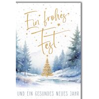 Weihnachten Grußkarte mit Umschlag Goldbaum im Wald
