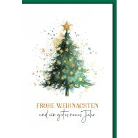 Weihnachten Grußkarte mit Umschlag Christbaum aquarell