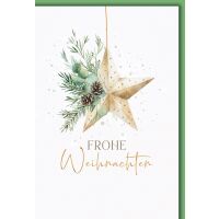 Weihnachten Grußkarte mit Umschlag Goldstern,...
