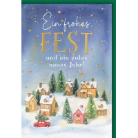 Weihnachten Grußkarte mit Umschlag Dorf im Schnee...