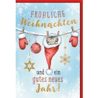 Weihnachten Grußkarte mit Umschlag Katze in...