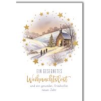 Weihnachten Grußkarte mit Umschlag Kirche goldene...