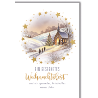 Weihnachten Grußkarte mit Umschlag Kirche goldene...
