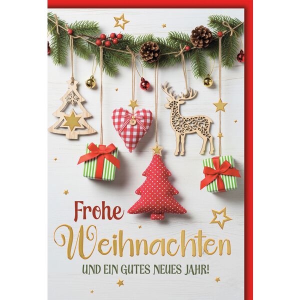 Weihnachten Grußkarte mit Umschlag Tannengirlande mit Anhängern