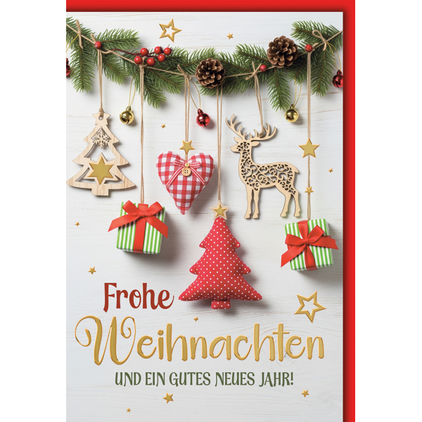 Weihnachten Grußkarte mit Umschlag Tannengirlande mit Anhängern