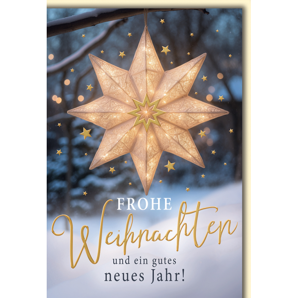 Weihnachten Grußkarte mit Umschlag Beleuchteter Stern am Zweig