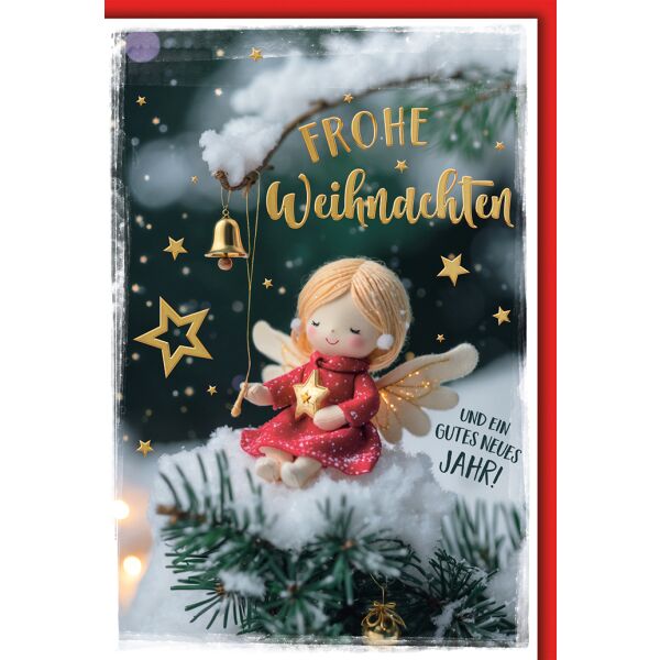 Weihnachten Grußkarte mit Umschlag Puppenengel auf Tannenzweig