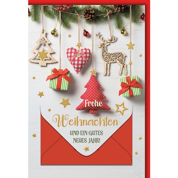 Weihnachten Geldkarte Grußkarte mit Umschlag Tannengirlande mit Anhängern