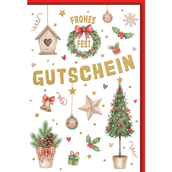Weihnachten Gutschein Grußkarte mit Umschlag Weihnachtssymbole