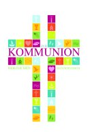 Kommunion - Glückwunschkarte im Format 11,5 x 17 cm mit Umschlag - Kreuz mit kleinen gezeichneten Symbolen, mit Blindprägung - Skorpion