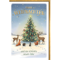Weihnachten Grußkarte mit Umschlag Waldtiere um...