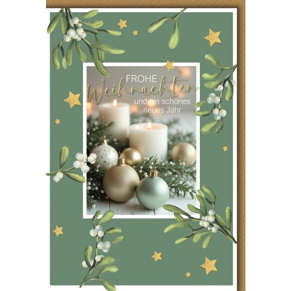 Weihnachten Grußkarte mit Umschlag Mistelzweige Foto mit Kerzen