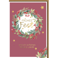 Weihnachten Grußkarte mit Umschlag Roter Kranz mit...