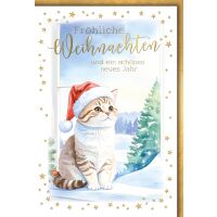 Weihnachten Grußkarte mit Umschlag Katze mit...