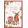 Weihnachten Grußkarte mit Umschlag Schlitten Hirsch rote Umrandung
