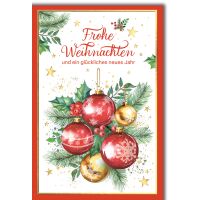 Weihnachten Grußkarte mit Umschlag Rote Kugeln...