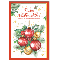 Weihnachten Grußkarte mit Umschlag Rote Kugeln...